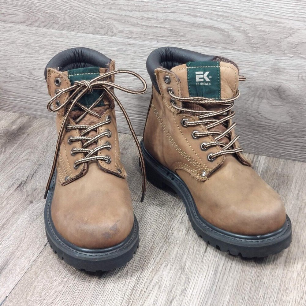 EK Eurbak Men Adult Insulated Water Oil Resistant Leather Ankle Work Boot Brown